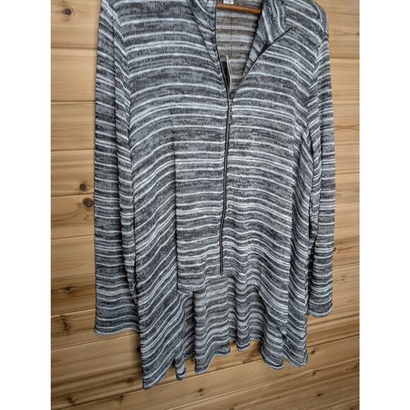 Joseph Ribkoff Sweater Womens 18 Black White Zip Front Cardigan Hi-Low NWT - Picture 4 of 11